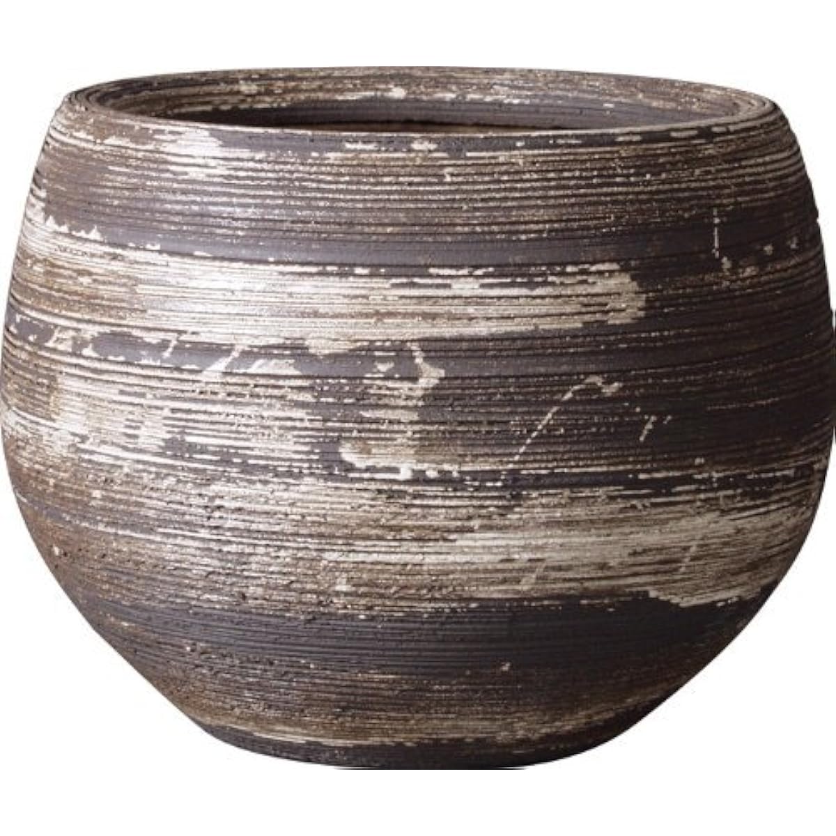 Plus Garden Flowerpot Cover for Stratos Middle No. 8 Φ390mm No Bottom Hole Brown White Shigaraki Ware 457-01