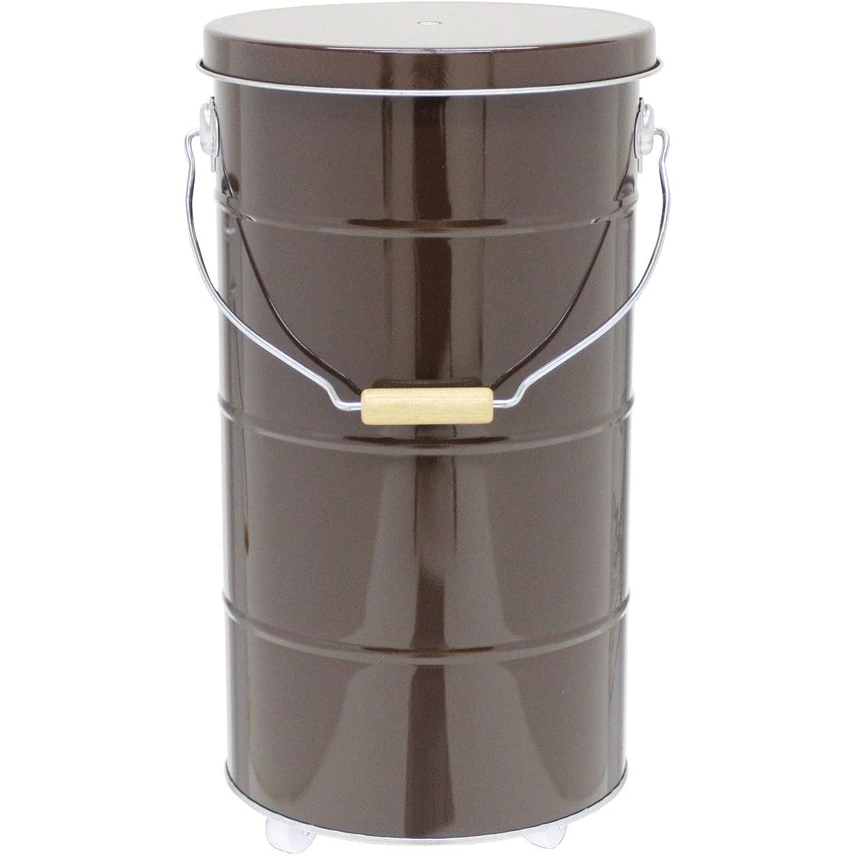 Watanabe Metal Industry Bucket Rice Stocker with Casters 10kg RSK10BR Brown Large