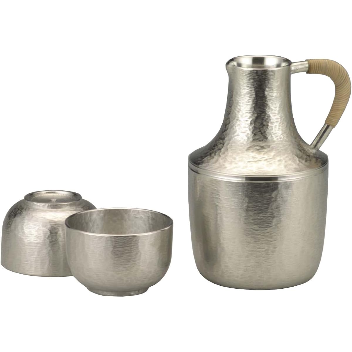 Osaka tin (Suzuki) sake set Yayoi 8-2 (1 Chirori, 2 sake cups)