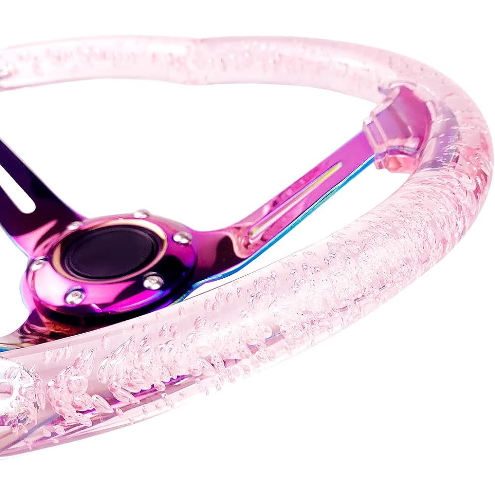 IDAIN Universal Acrylic Racing Handle Heart Type Design Steering Wheel Most Vehicle, Racing Car, RZR, Club Car (Pink)
