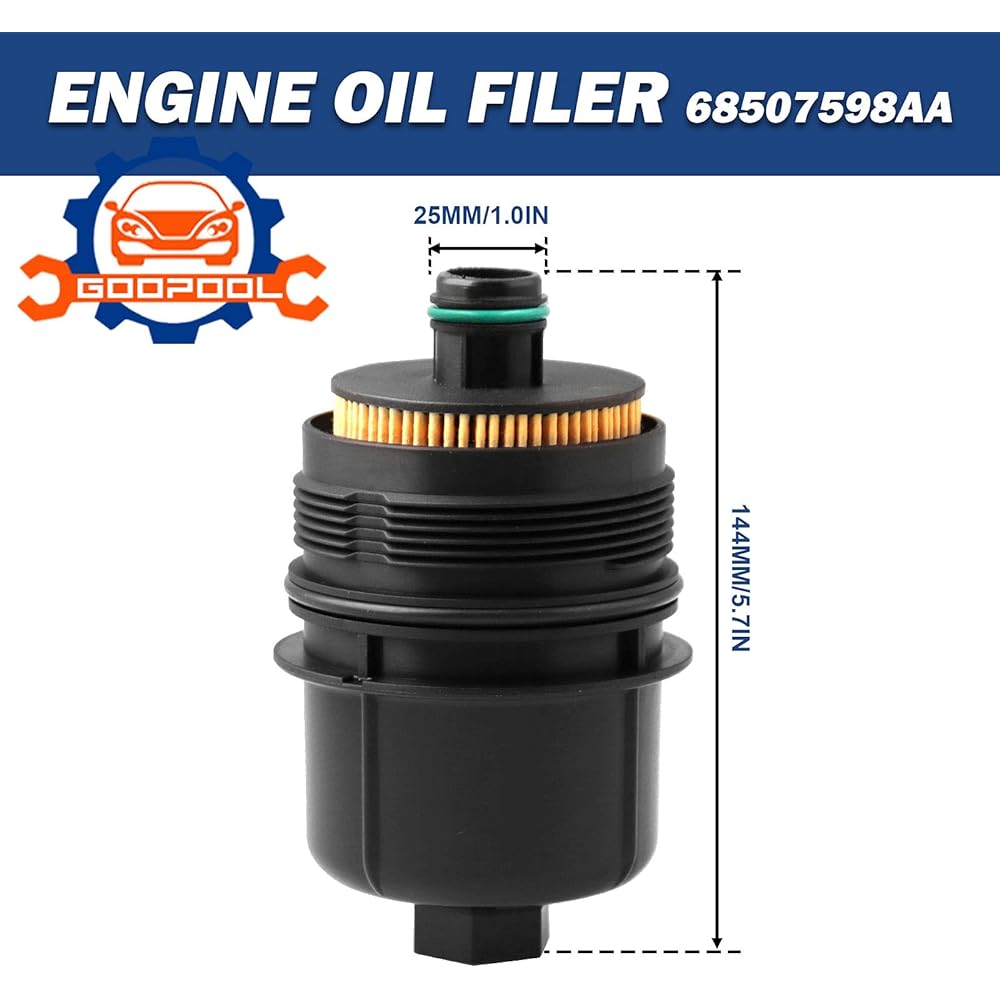 ECODIESEL engine oil filter 68507598AA 68498720AA Jeep 2020 2020 2021 WRANGLER JL, 2021 GLADIATOR, 2021 2022 RAM 1500 DT