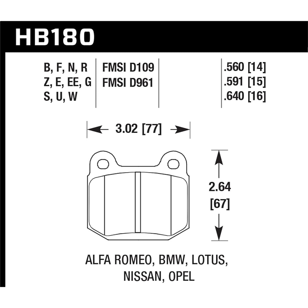 Hawk Performance HB180F.560 HPS Performance Ceramic Brake Pad