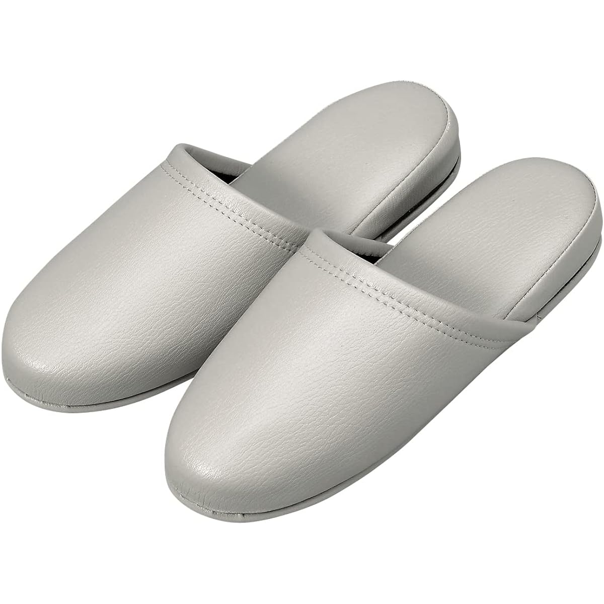 Antibacterial leather style slippers 10 Sokugumi white gray slippers Antibacterial slippers