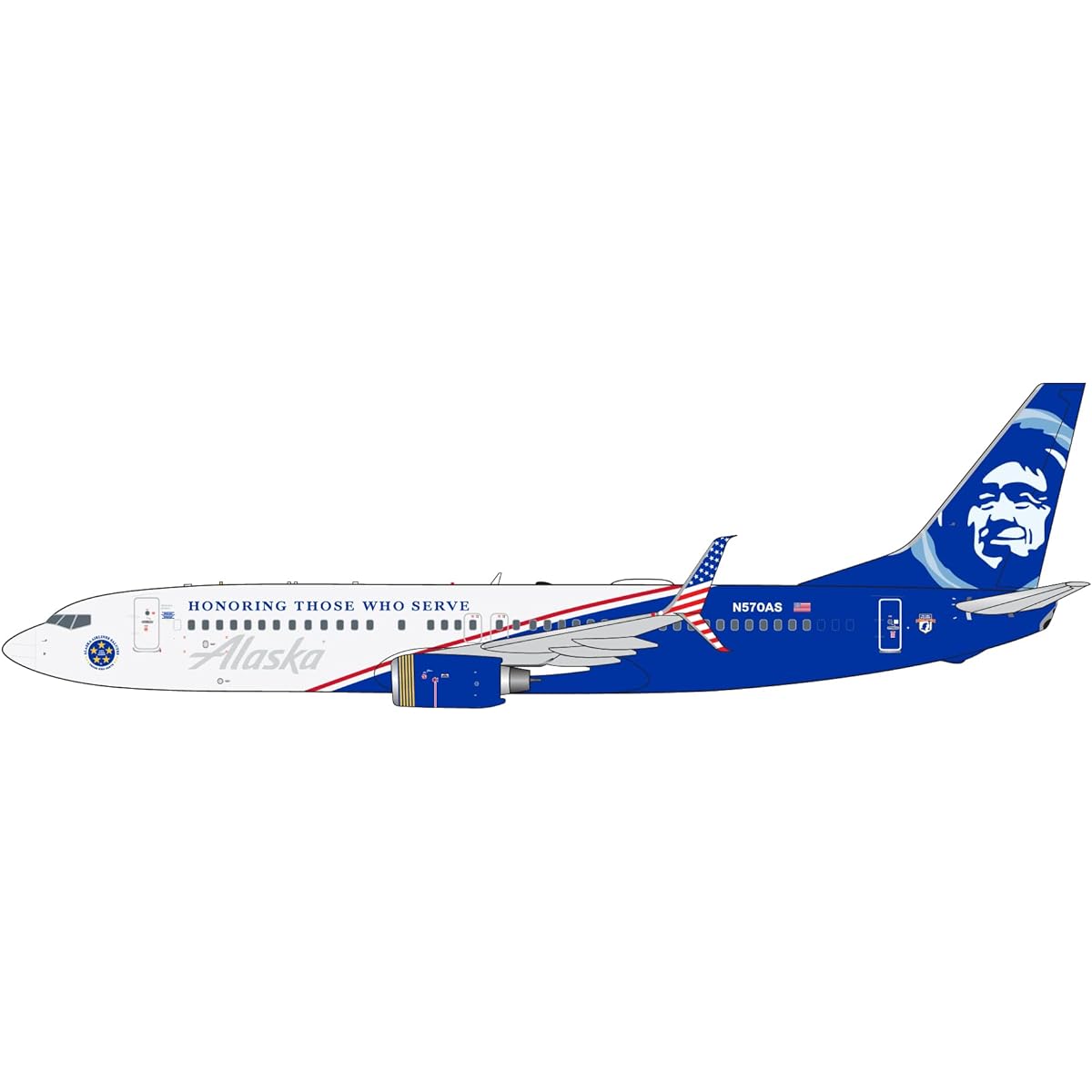 Gemini Jets 1/400 737-800S Alaska Airlines Honoring Those Who Serve N570AS Completed Product