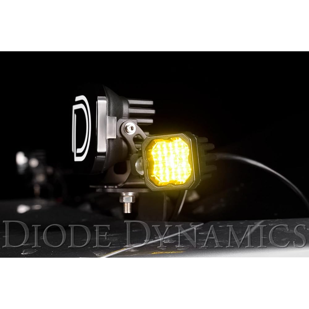 Diode Dynamics Stage Series C1 Yellow Sport Standard LED Pod (pair), with flood amber backlight