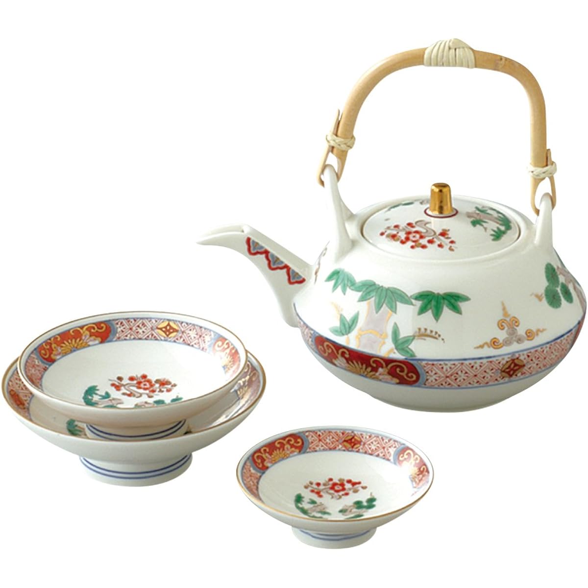 Yamashita Crafts Sake Cup Shochiku Bai φ12.5×17×H9.8cm/φ10.6×H3.9cm/φ9×H3cm/φ7.5×H2cm Arita Ware Toso Set Toso Bowl Flat Cup Large Medium Small Wooden Box 45026890