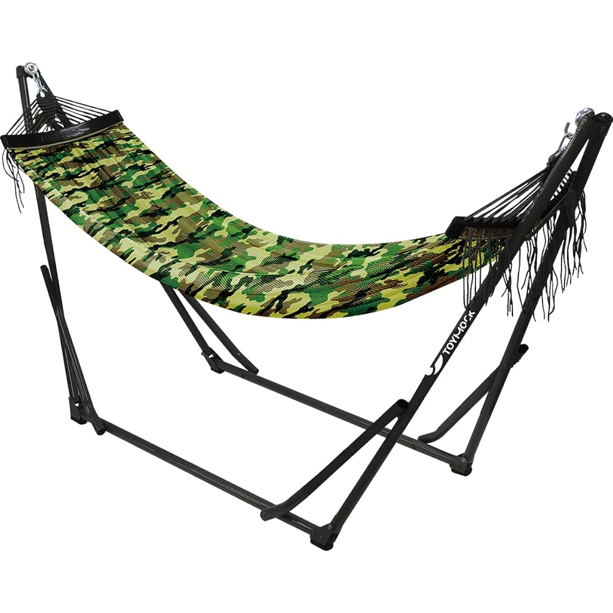 Toy Mock Hammock W260 x D80 x H75cm Static load capacity 100kg Storage bag included Mesh fabric Camouflage pattern Green MOZ-28-02