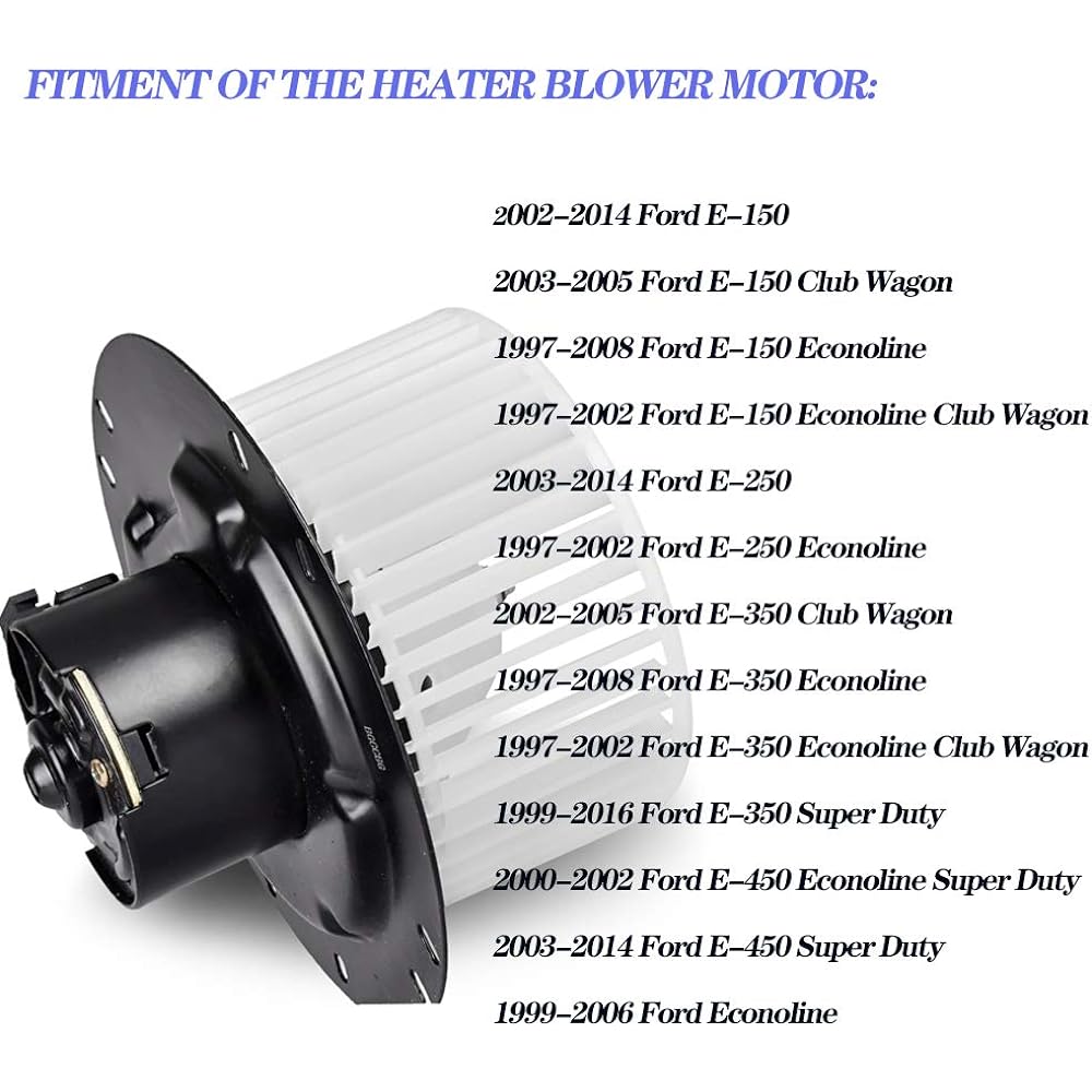 FAERSI HVAC Plastic Heater Front Blower Motor Motor Funkage 1997-2014 Ford E-150/1997-2014 E-250/1997-2016 E-350/2000-2014/E-450 For Vanfront