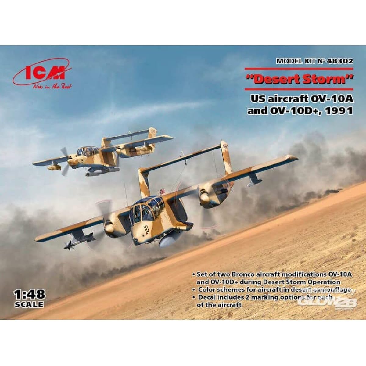 ICM ICM 1/48 US Navy Operation Desert Storm 1991 OV-10A & OV-10D + Bronco Plastic Model 48302 Molding Color