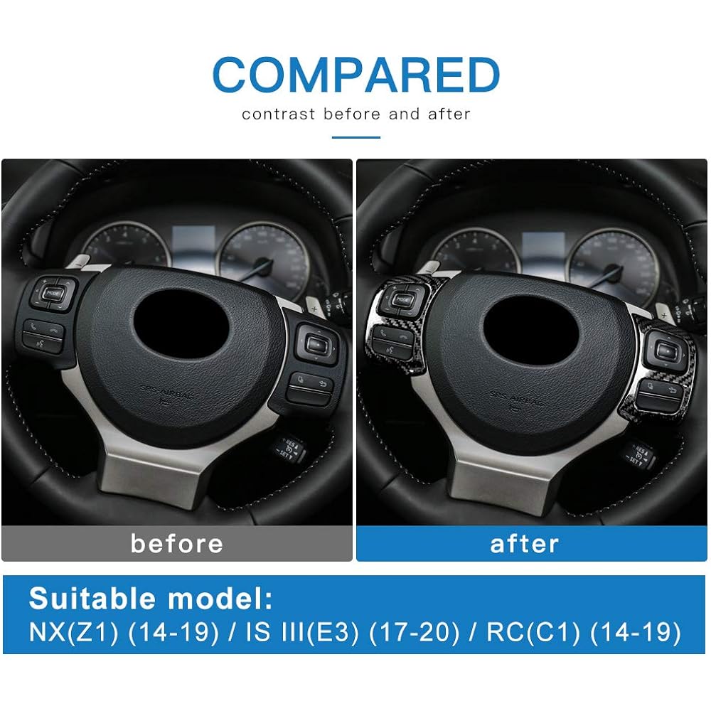 AirSpeed Curse Tairing Wheel Button Frame Sticker Carbon Fiber Interior Trim Lexus NX IS RC Accessories (Black)
