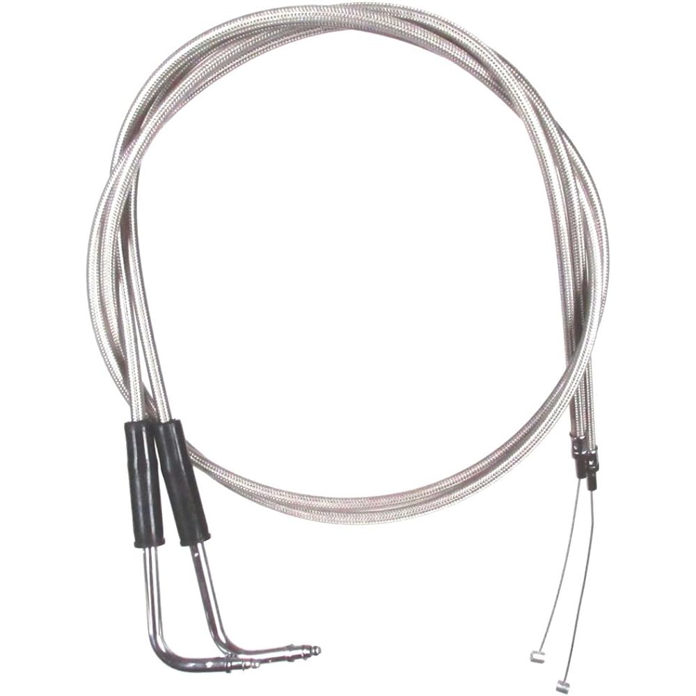 Stainless Braided + 4 Inch Throttle Cable Set for 1996-2007 Harley-Davidson Road King FLHR Models Without Cruise - HC-66-0346-0347-rk