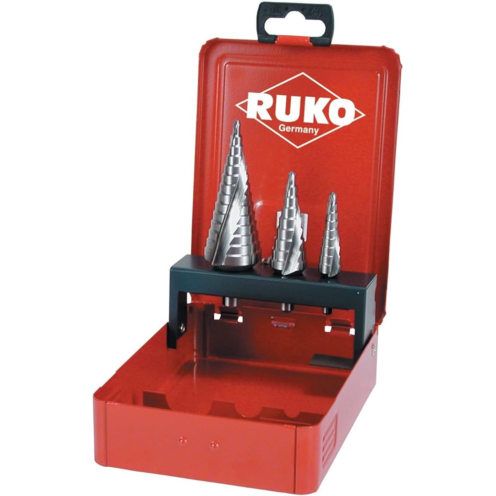 RUKO 2-Flute Spiral Step Drill Set, Set of 3, Cobalt HSS 101026E