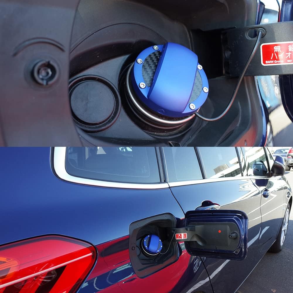 Aluminum Fuel Cap Cover for BMW/MINI Carved out of a block of aluminum Compatible with Toyota GR Supra (A90, A91) (Blue)