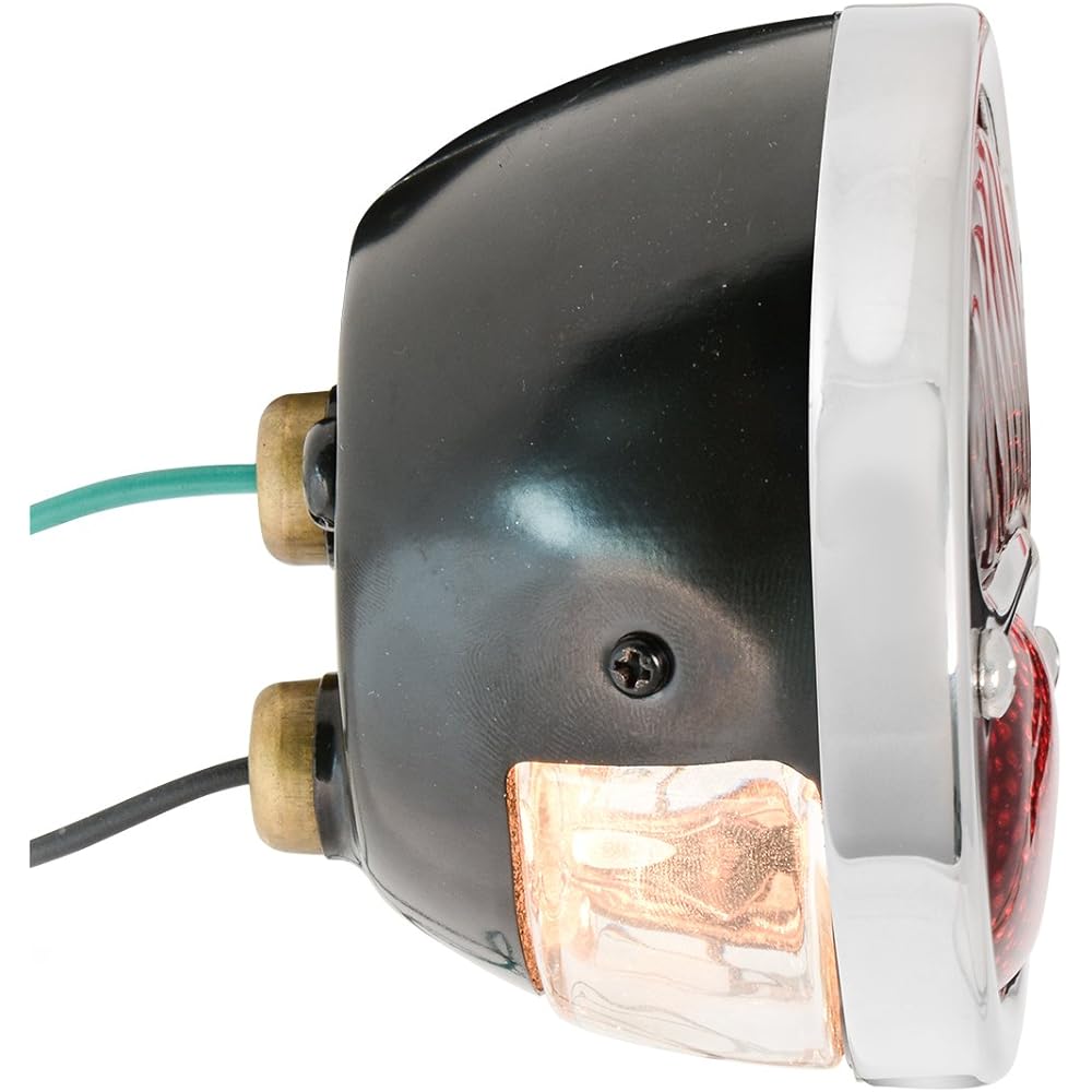 KNS Accessories KA0038 Black 12V Duo Lump Tail Light Ford Model for Amber Script Red Glass Lens and License Light (with S.S. Rim)