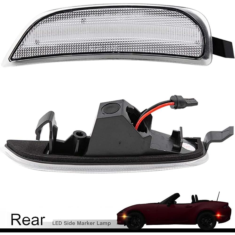 MX-5 MIATA Side Repeater Amber LED Side Marker Lump Mazda Miata MX-5 LED Turn Singal Light Kit SMD Dynamic LED OEM Side Marker Lamp Replacement (Clean Lens Wheel Side Marler Light)