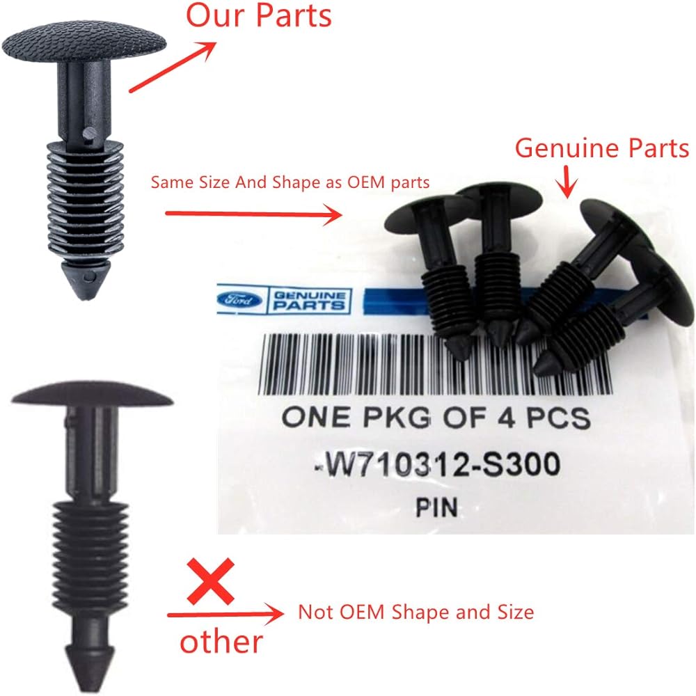 REXKA Cowl Grill Pin Clip Retainer W710312-S300 Ford F-150 Truck 2004-2014