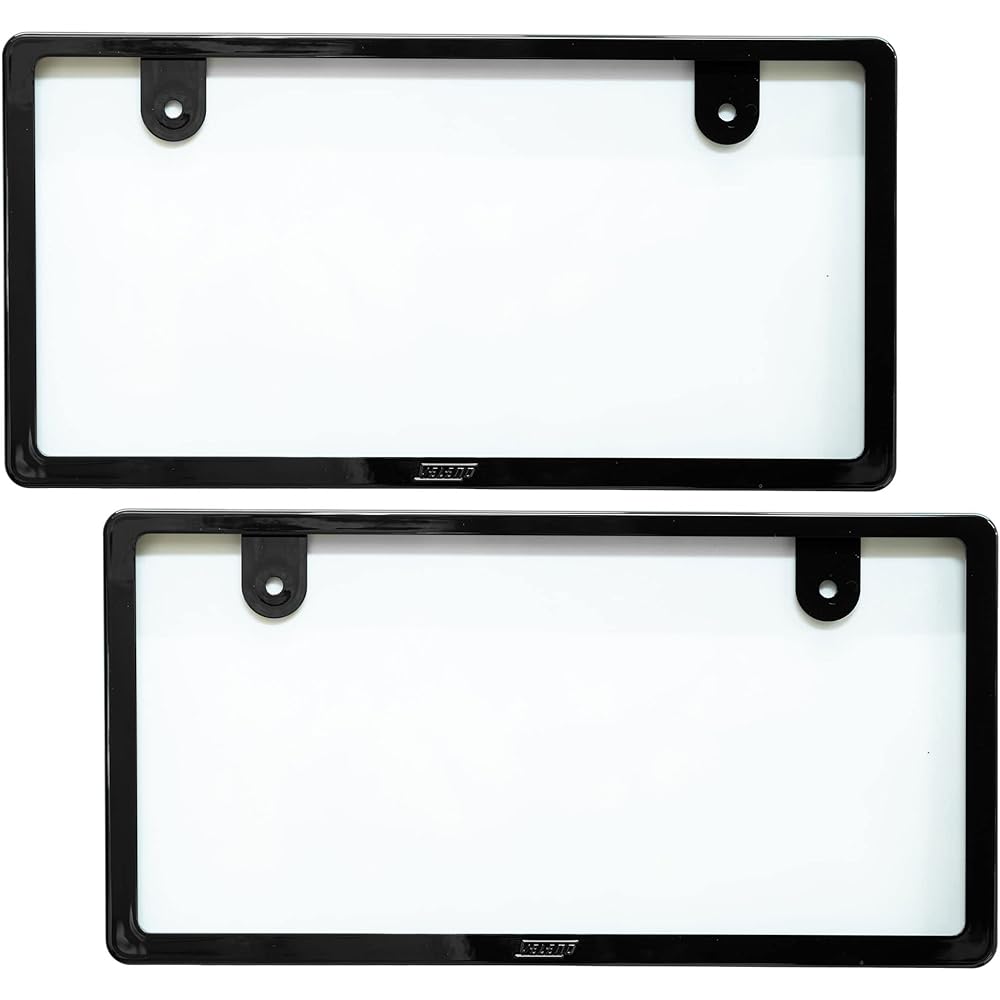 Compatible with new standards VELENO Embossed Logo License Plate Number Frame Carbon Style Carbon Dress Up Front Rear Light Car Vehicle Inspection Compatible Veleno (VELENO Sticker Included) (Carbon Front and Front 2)