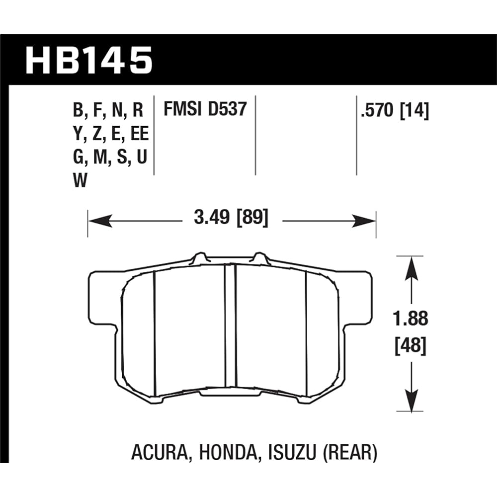 Hawk Performance HB145F.570 HPS Rear Performance Ceramic Brake Pad