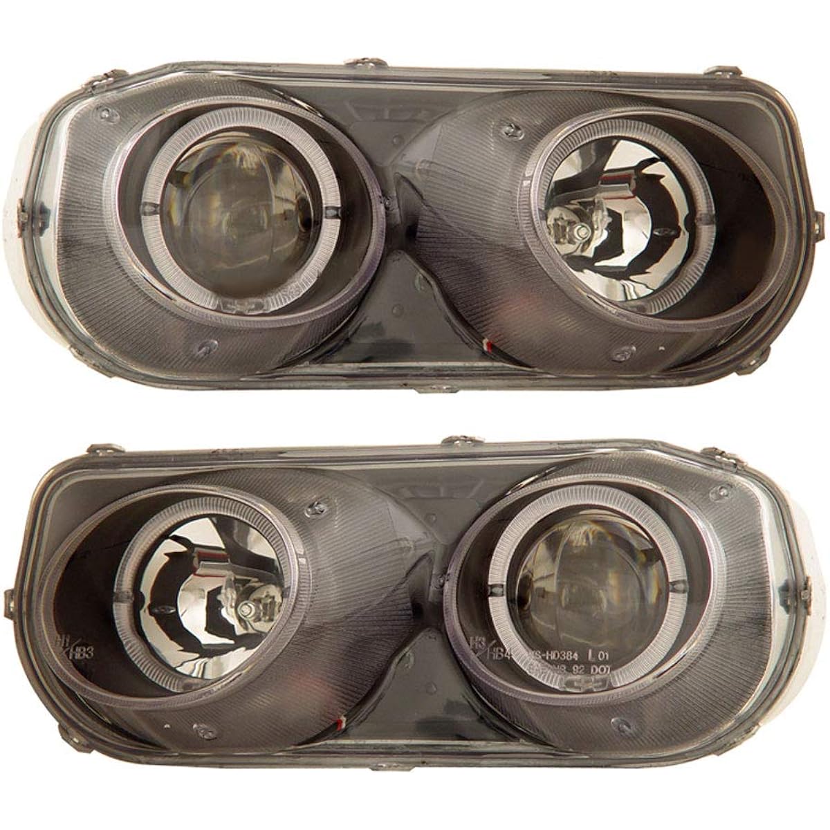 SPPC Projector Headlight Black Assembler Set Halo Acura Integra- (Pair) Right replacement head lamp for driver's seat and passenger seat