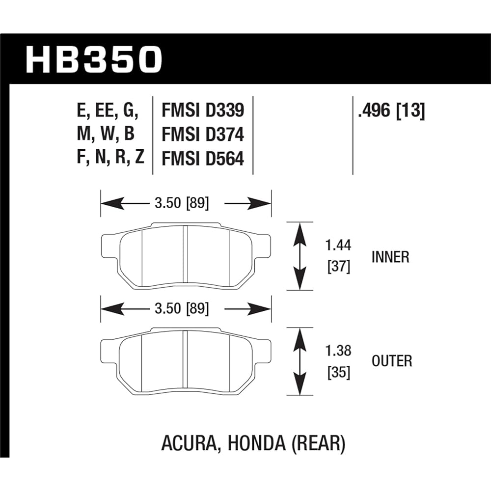 Hawk Performance HB350F.496 HPS Performance Ceramic Brake Pad