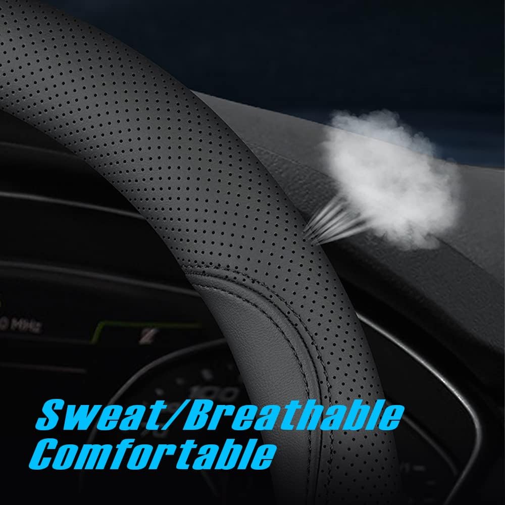 Haotule Nappa Leather Car handle cover Universal 15 inch black