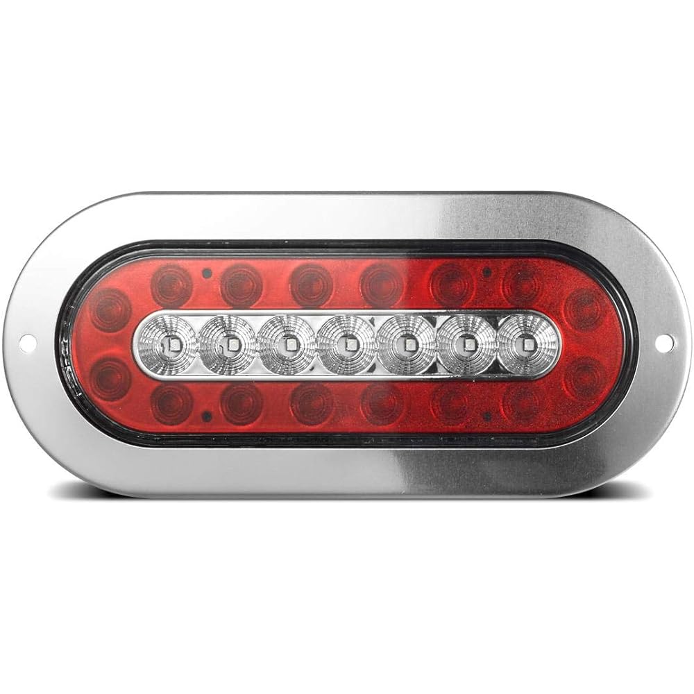 PARTSAM 2 6.5 inch elliptical LED Trailer Tail Tail Light Incorators 23 LED Flange Mount Combo Red Stop Turning Tail Running Tail Light Amber Parking Injikator Light Reflectors with Reflectors