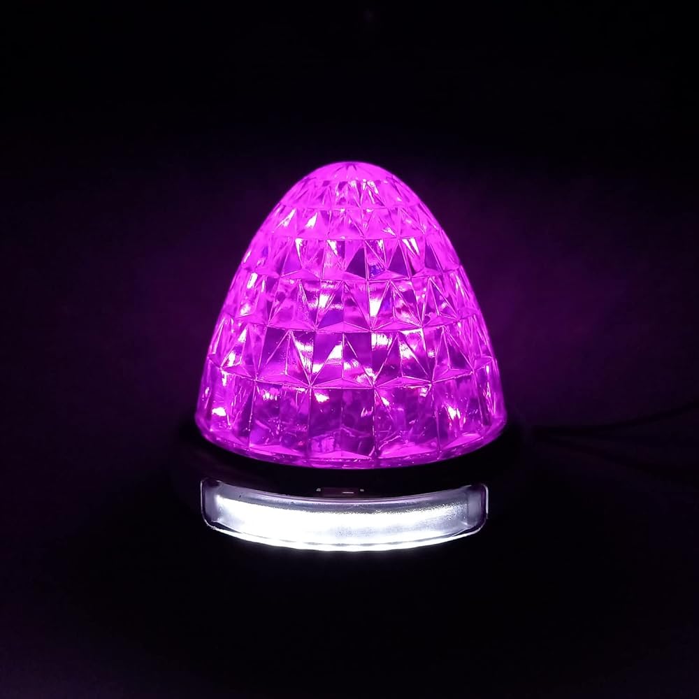 Customize 12V 24V Truck LED Marker Lamp with Roadside Light Function Side Marker Plated Ring 5-sided Crystal Cut Specification 22LED General Purpose Blue/Yellow/Red/White/Amber Each Color (Pink, 4 Pieces)