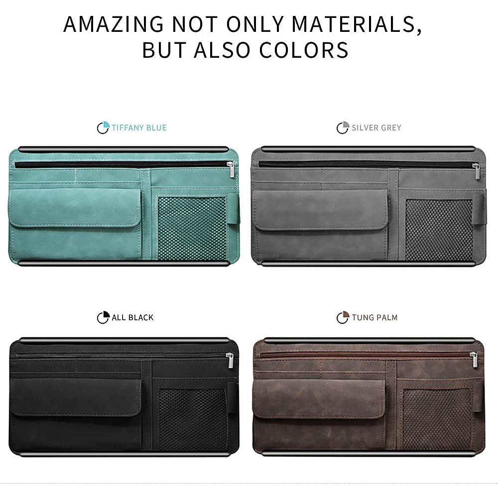 Sun Vizer Organizer Glasses Case Storage Bag Note Holder Suede fastener card holder Organizing and stored (gray)