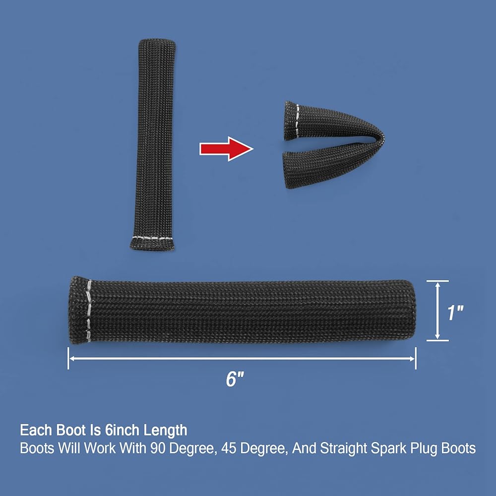JDMSPEED 1200 degree Spark Plug Wire Boots Heat Shield Protector Sleeve SBC BBC 350 454 Black B420-SHSP-BK