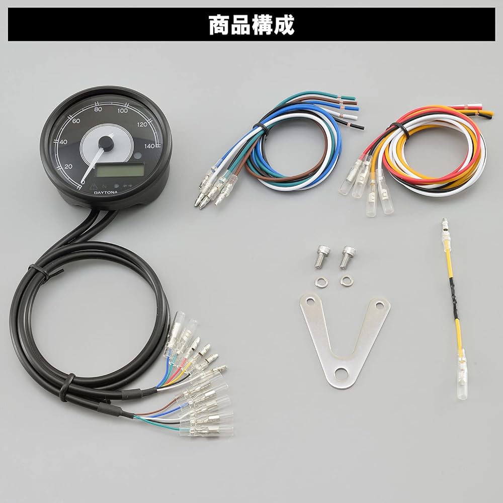 Daytona VELONA Motorcycle Electric Speedometer with LCD Tachometer Black Body/White LED φ80 140km/h Display 21980