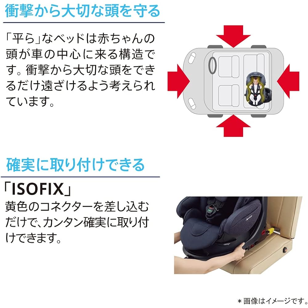 Aprica Child Seat ISOFIX Fixed Fradia Glow ISOFIX Safety Plus Premium 0 Months to Around 4 Years Rotating Bed Type R129 Compatible (Cascade Navy) 2139044