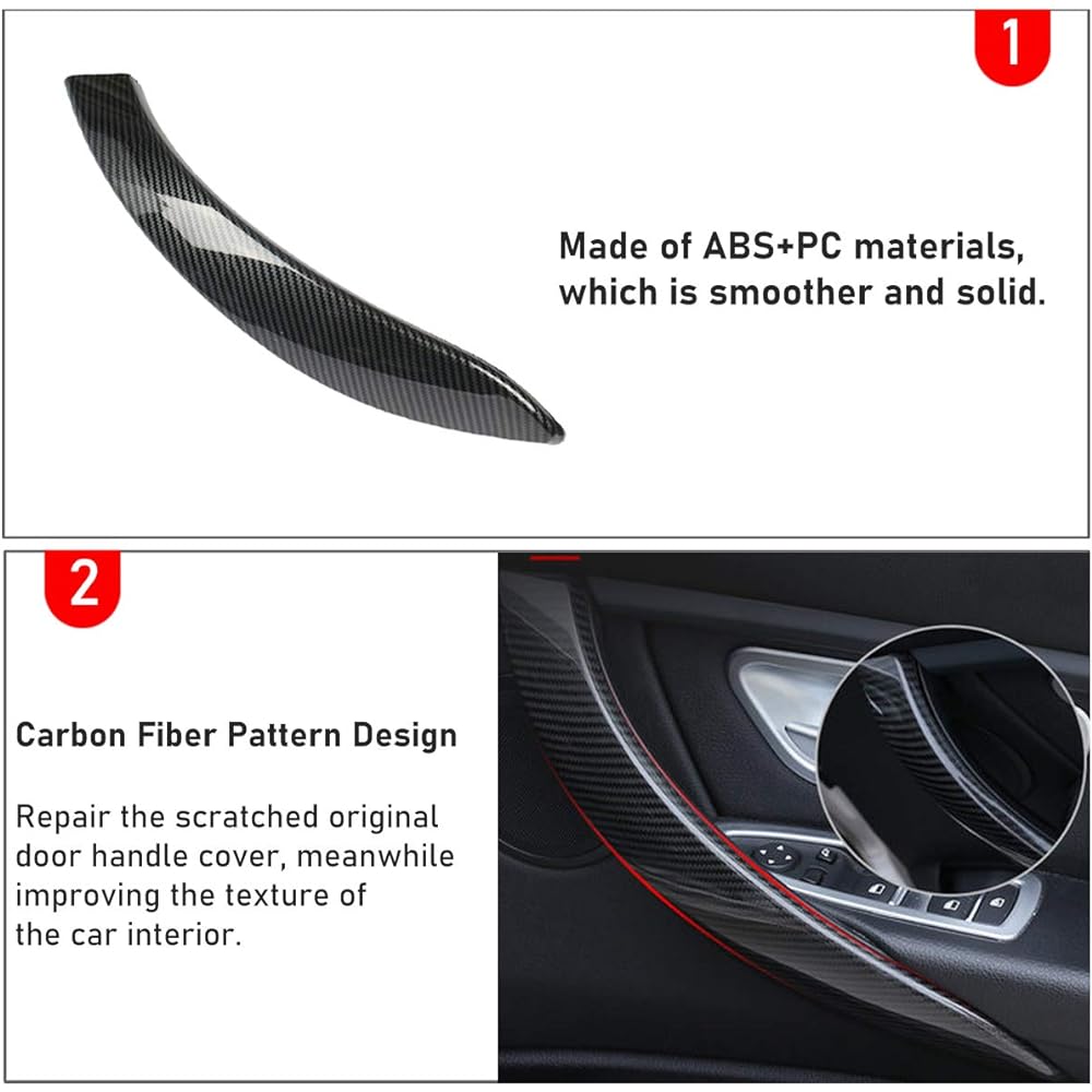 Jaronx ABS Carbon Fiber Pattern Door Handle Outer Cover BMW 3/4 Series Supports Right Supporting seat Inner seat Inner door handle cover 3 feet F30/F31 2012-2018 4 feet F32/F33 2014-2017 (right)