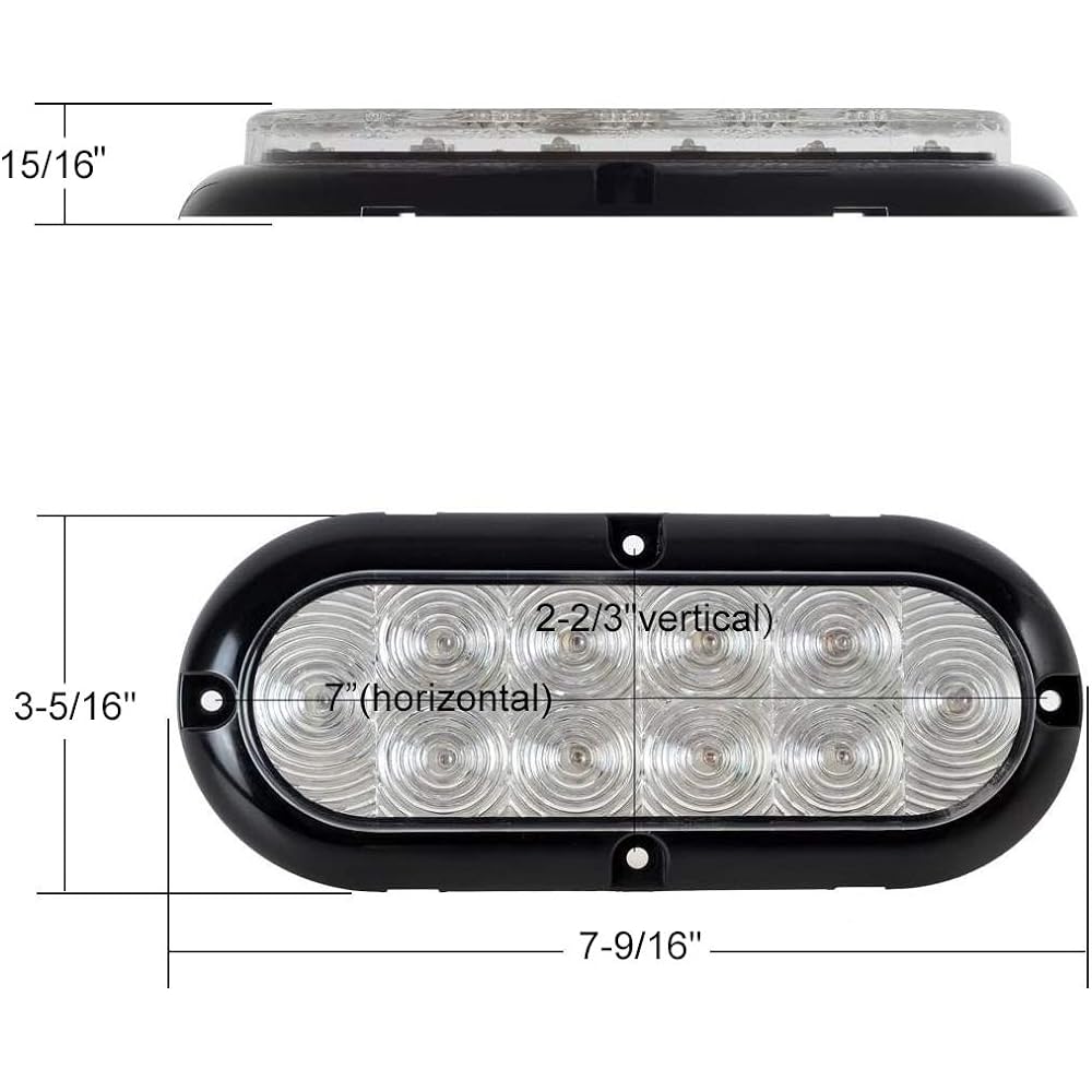 PARTSAM 4 6 -inch overler trailer tail light kit 10 LED flange mount waterproof 12V sealed RV track LED stop brake turn Reverse backup trailer Light surface implementation (red 2+2 white)