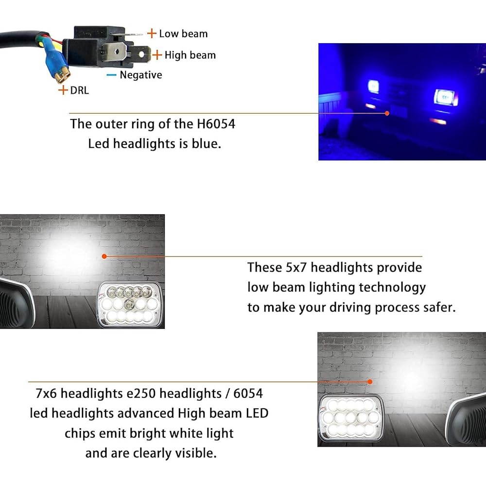 H6054 LED headlight pair 7x6 LED headlight 5x7 LED headlight 7x6 Headlight H6054 LED headlight HI/LOW Shield beam 7x6 Headlight lamp JEEP XJ Cherokee E250 For TOYOTA MR2