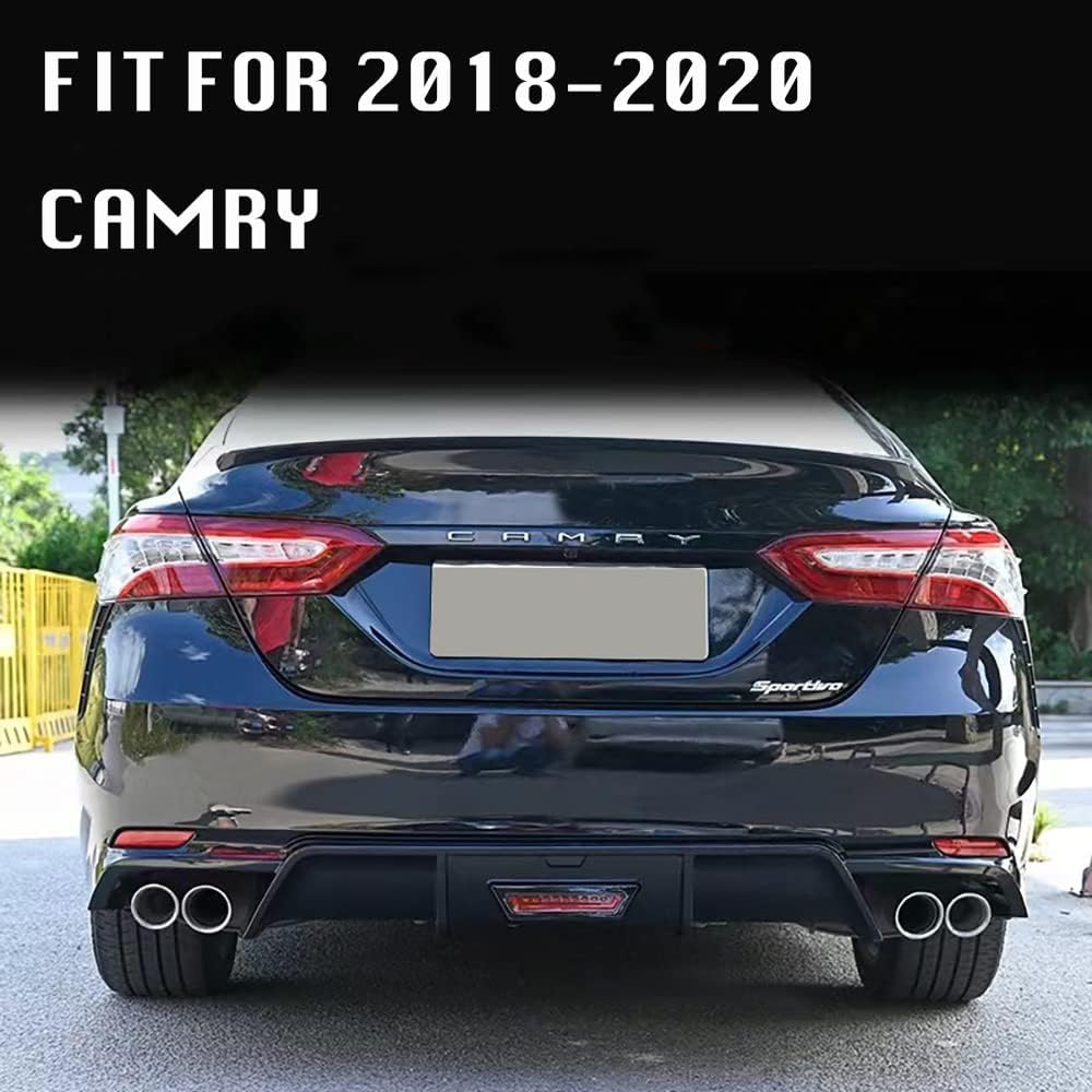 MEYFFON Real Lip Bumper Diffuser 2018-2023 Camry Rear Boad Putter Balance LED Light Sport Style (Gloss Black)