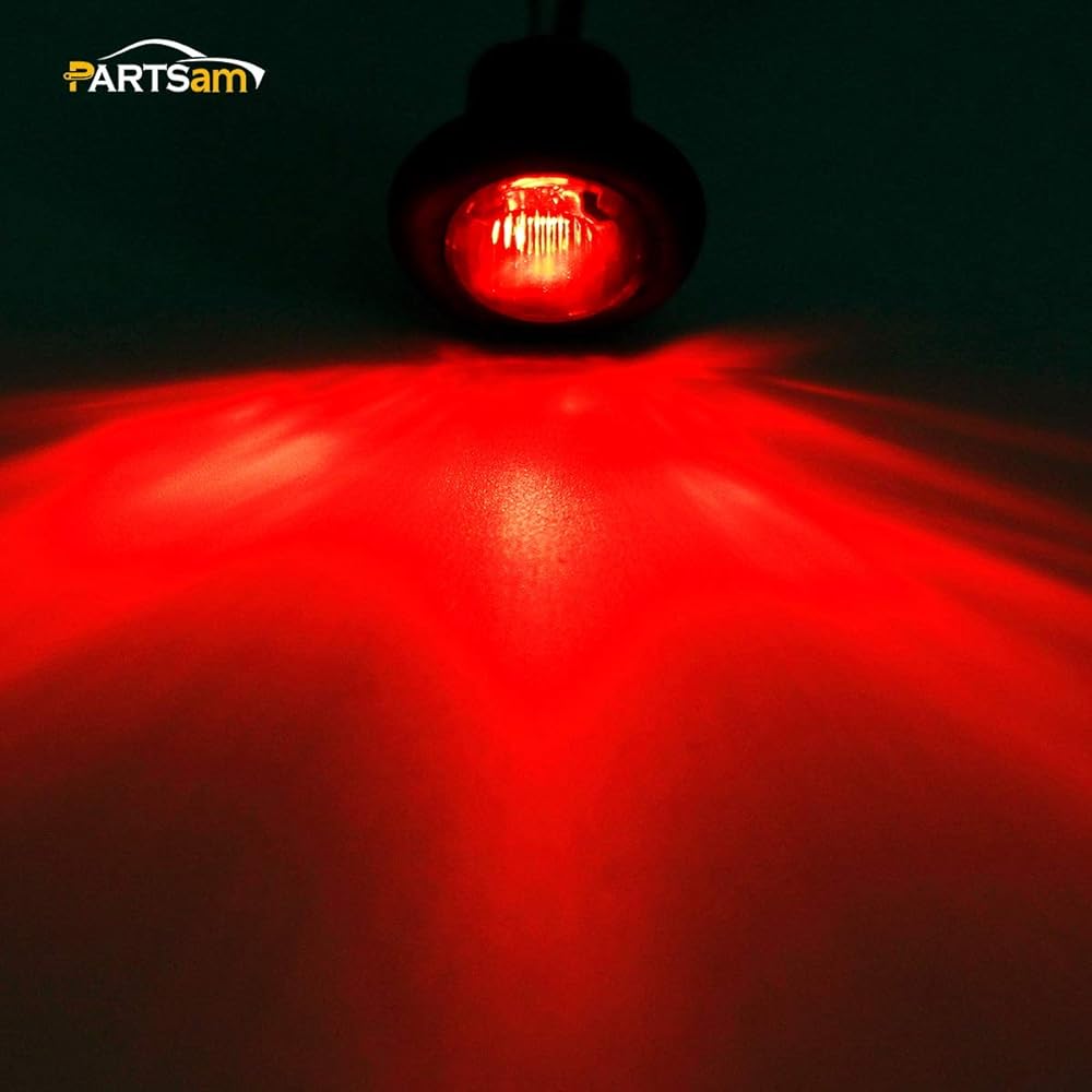 PARTSAM 10x 3/4 inch smoked amber/red LED clearance trailer Boat marker light air dum light sealed mini black round 3/4 inch LED trailer light glomet mount