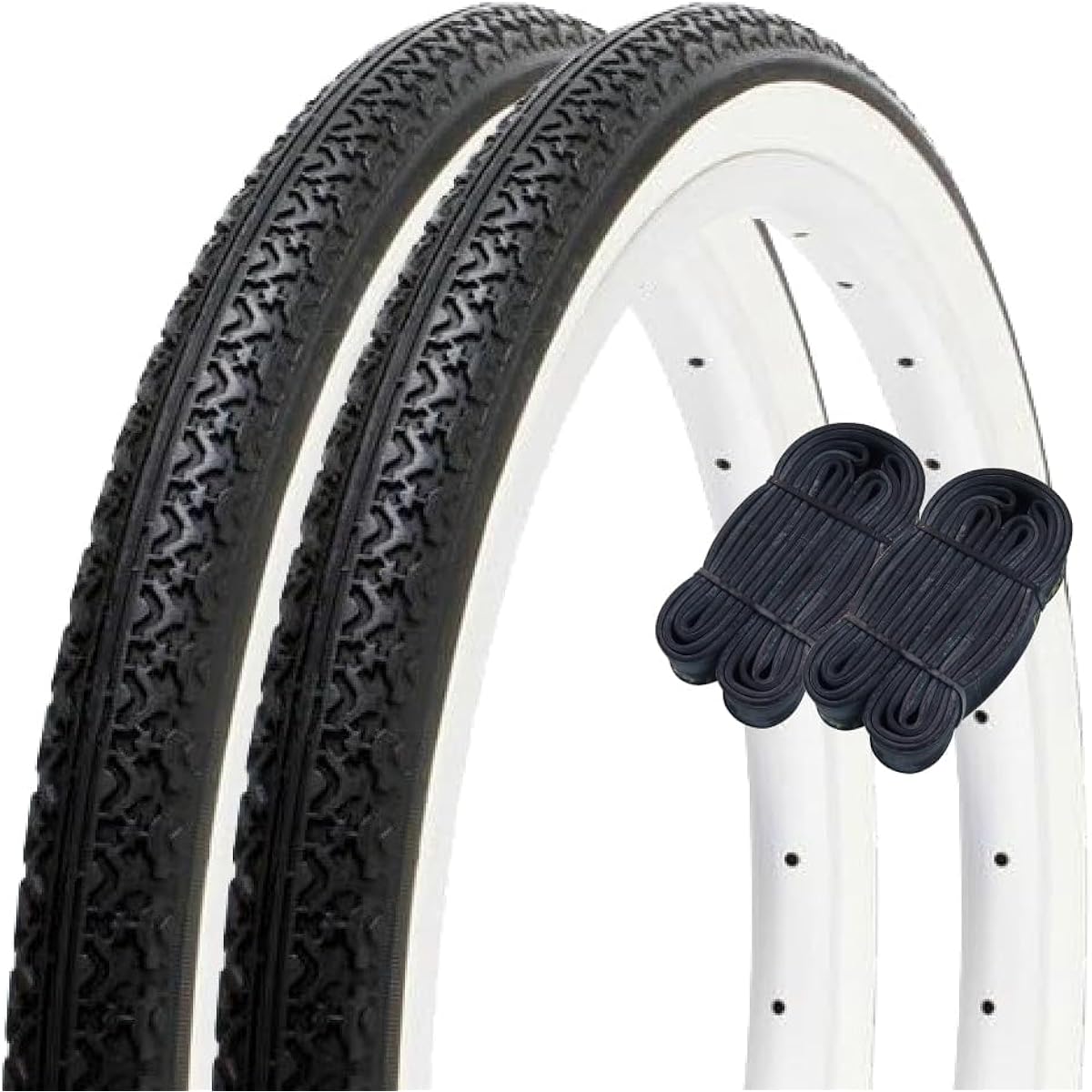Shinko 14-inch Bicycle Tire Tube Set of 2 Each Pair Roll Standard Tire 14 x 1.75 Black/White H/E SR133 60006