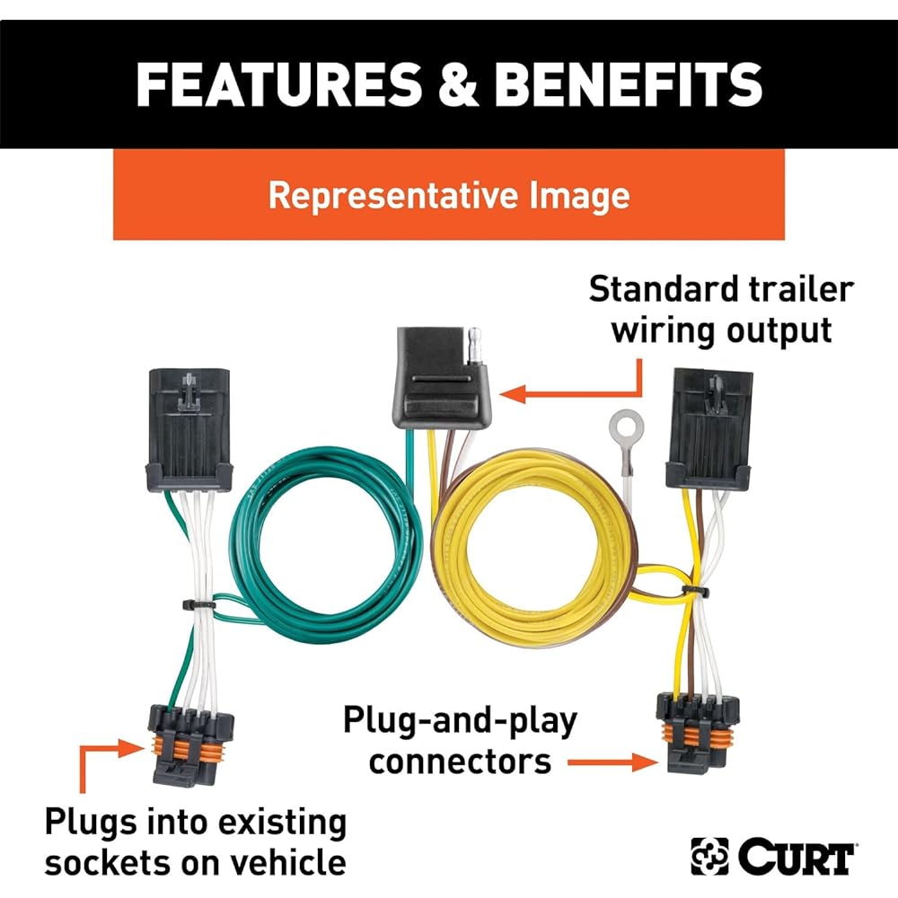 CURT 55587 Vehicle side custom 4 -pin trailer wiring harness select ford Freestyle SUV Ford 500