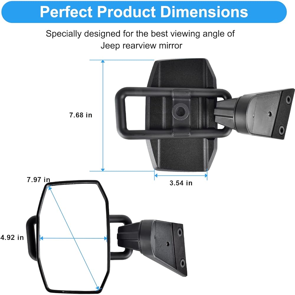 NIFEIDA Door Off Miller Gourangler Compatible Sidria View Mirror Door Less Safe Door Off Drive Wrangler TJ JK JKU 1996-2018