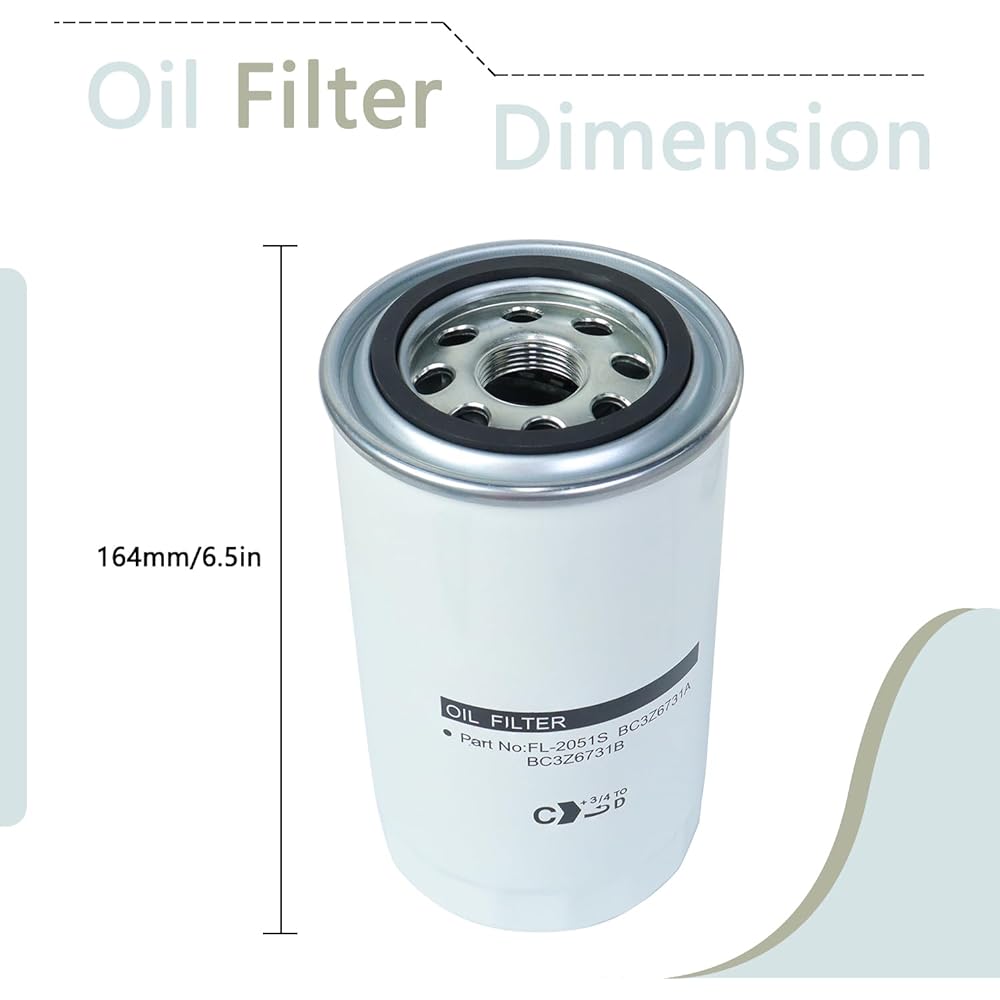 Oil Filter 6.7L Diesel Engine Power Stroke replacement FL2051S BC3Z-6731-B, BC3Q-6714-CA Diesel Oil Filter Ford F250 F350 F550 F550 F650 F650 F750 2011-2022 With oil filter seal ring