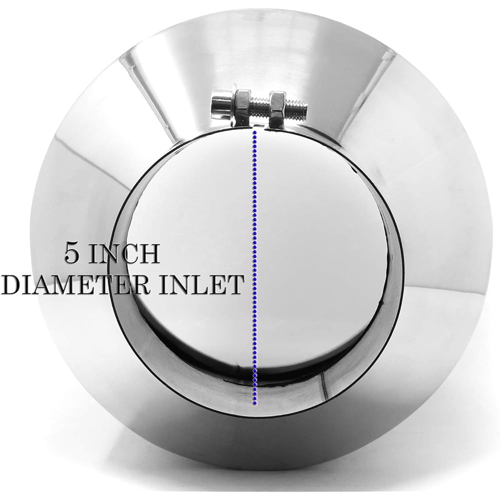 RP REMARKABLE POWER 5 inch inlet 10 inch outlet length 18 inch stainless steel roll edge diesel exhaust chip EXT39