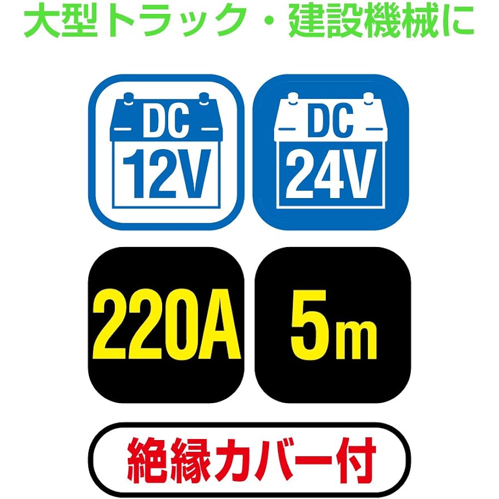 Meltec Booster Cable (Large Trucks/Construction Machines) DC12V/24V/220A 5m Meltec BC-225