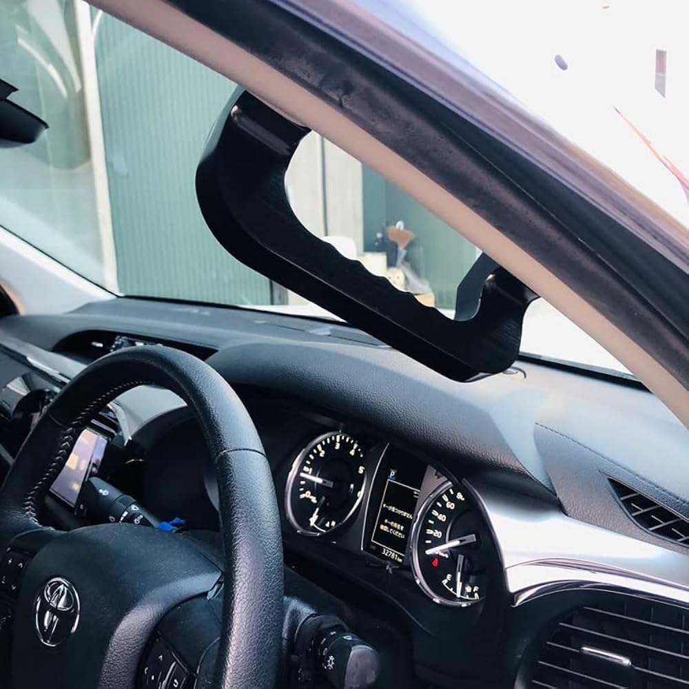 Hilux Aluminum Assist Grip for HILUX GUN125 Front Left & Right Set for All Year All Models Front Handrail Interior Custom Dress Up Accessories Parts (Black)