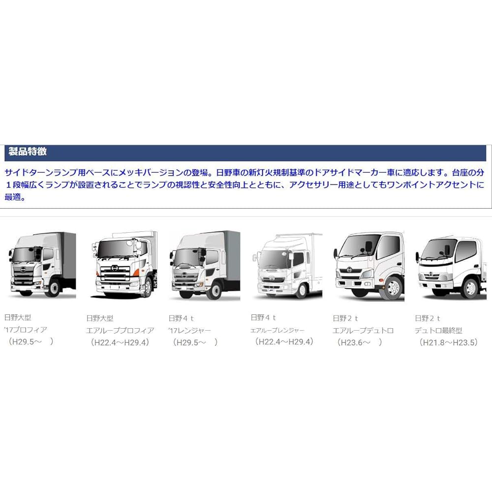 JET INOUE Door Side Marker Base Plated for Hino 526230