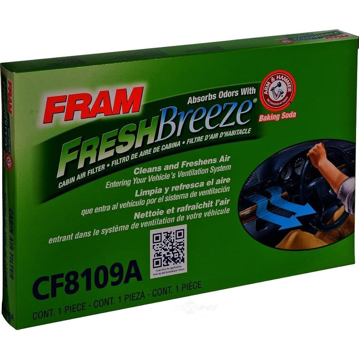 FRAM CF8109A Fresh Breeze Cabin Air Filter Arm & Hammer Baking Soda