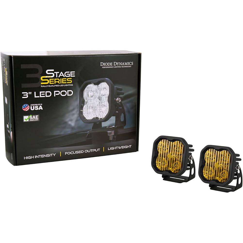 Diode Dynamics Stage Series 3 inch SAE Yellow Sports LED Pod (Pair) SAE Fog Sports