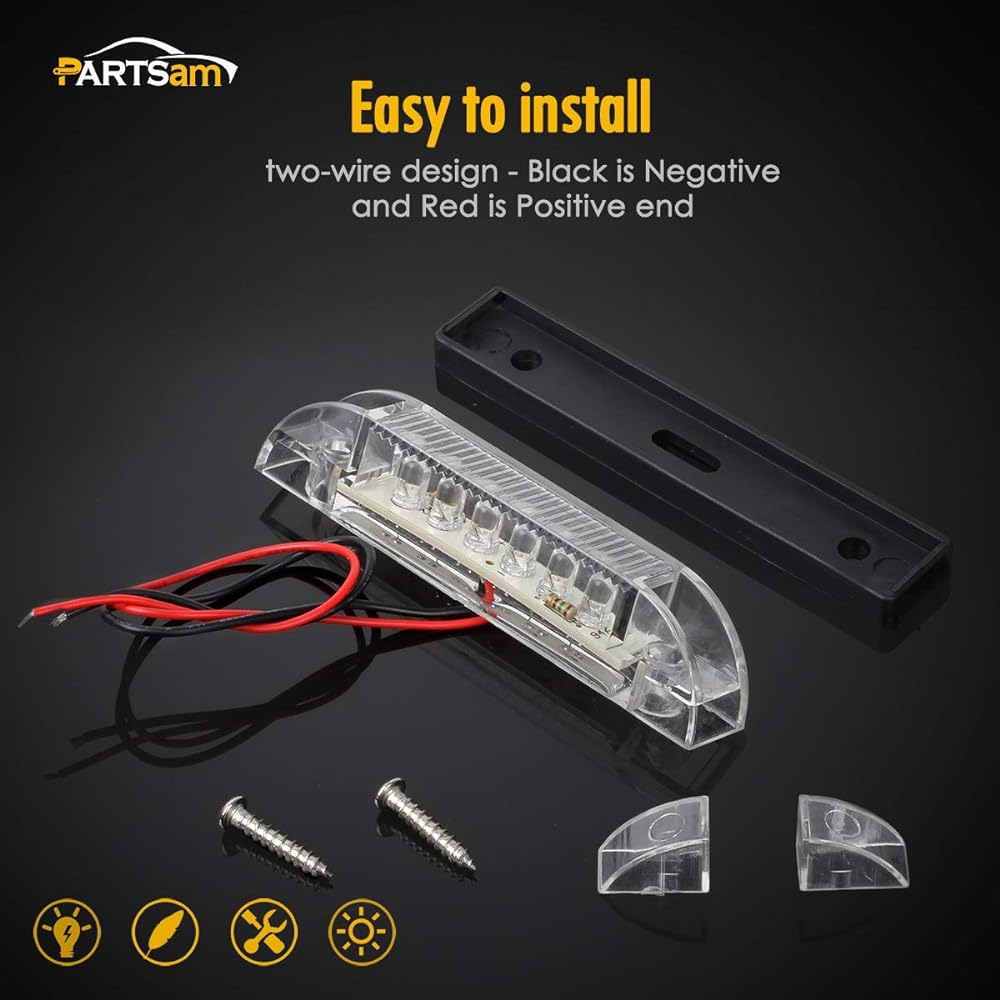 PARTSAM 4 -inch Utirity Trip Light Bar White LED 9 Clear Lens Waterproof 12V Surface mount 4 inch Thin Line Boat Marine Light Side Marker Lump Track Trailer RV Camper Bonnet Lower Dome Light