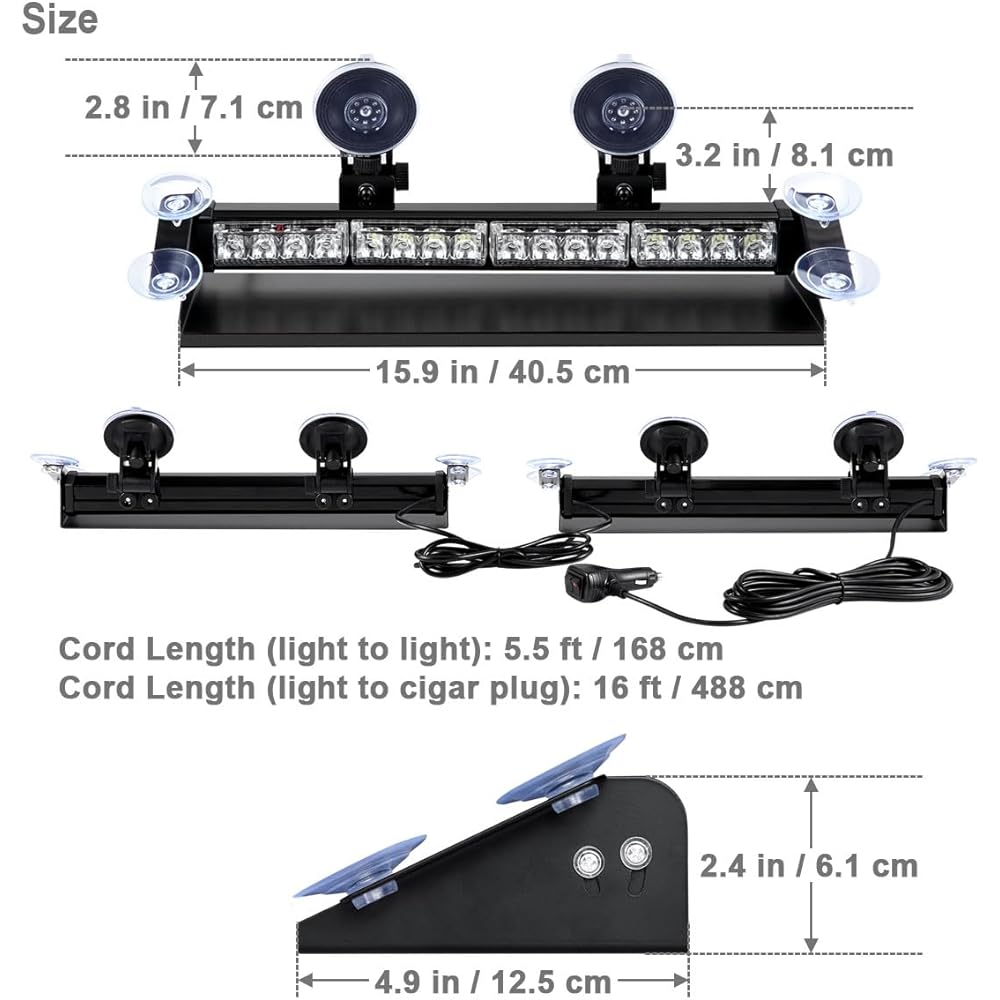 WOWTOU 2 Inn 1 LED White White Emergency Strobe Bartrack Snow Inconstruction Machinery Safety Warning Warning Warning Rear Window Director
