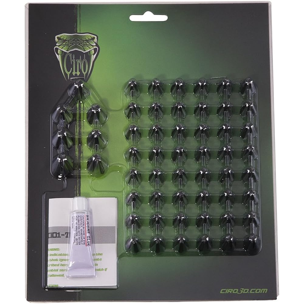 Spike bolt cap set with groove black chrome