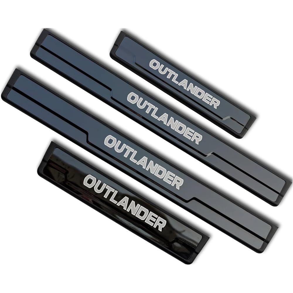GZBFTDH Car Door Sill Scuff Protector for Mitsubishi Outlander 2013-2022 Accessories Stainless Steel ABS Plastic Door Entry Guard Plate Trim Cover Auto Interior Accessories Parts Kick Panel 4pcs Black